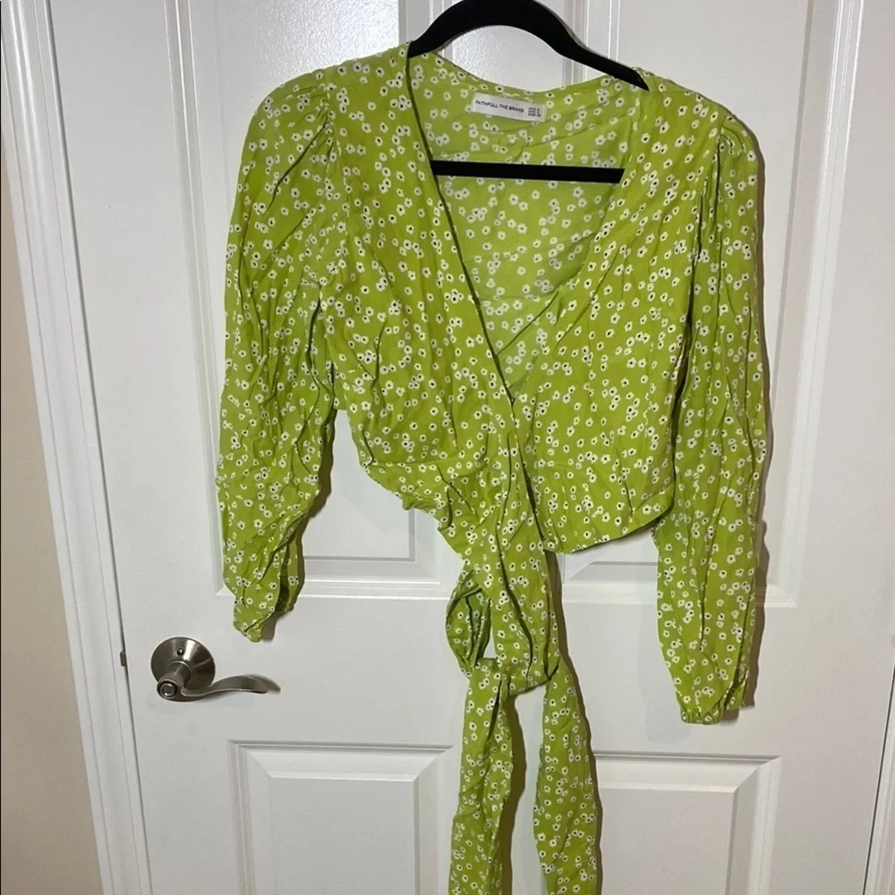 Faithfull the Brand Tianna Top Tiare Floral Print Wrap Tie Top size 2